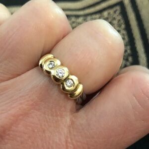 Authentic Charriol 18k gold 3 diamond ring sz 6.5